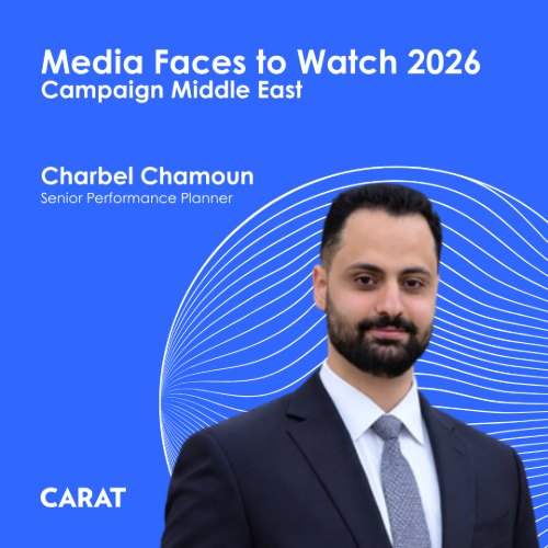 image of a smiling young man with a blue background and title Media Faces to Watch 2026